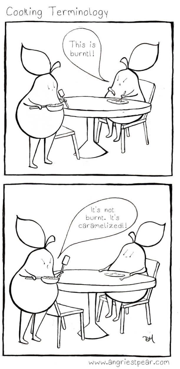 cooking terminology burnt